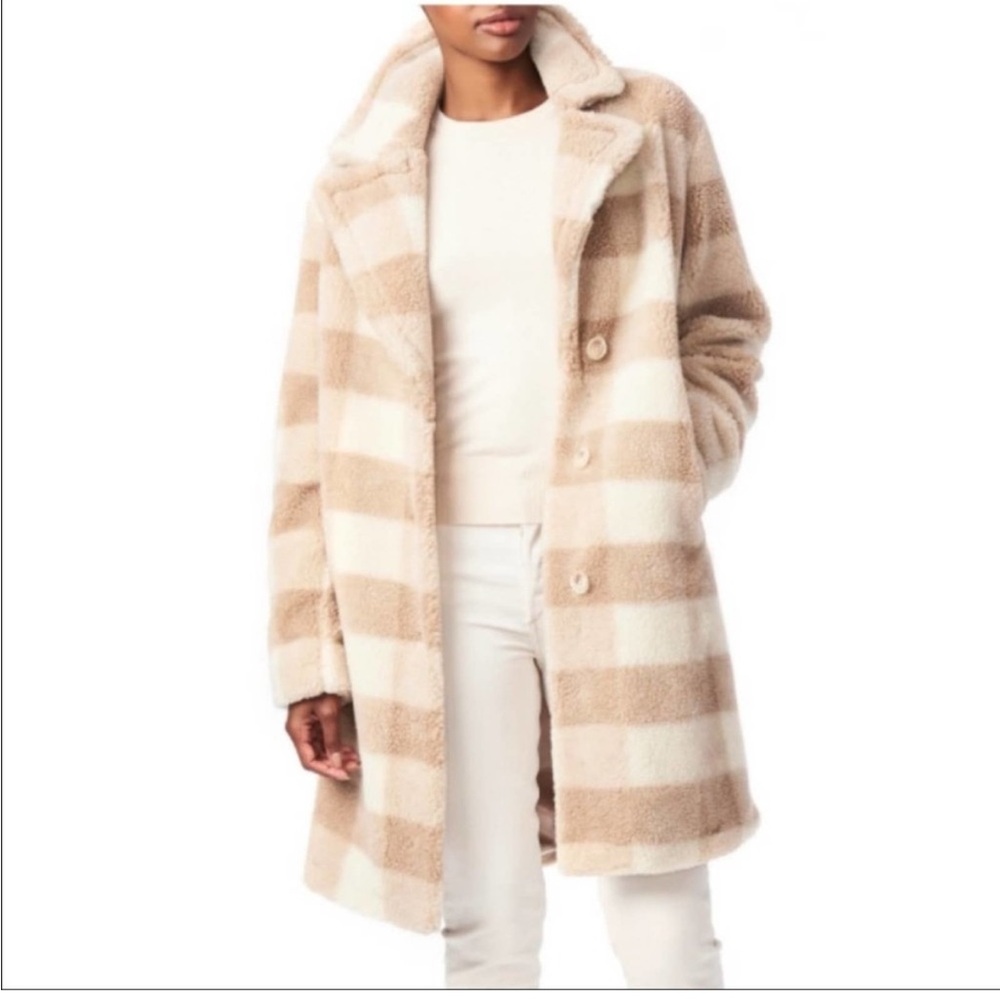 Women's Beige and White Striped Coat